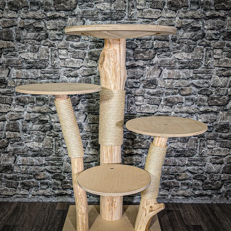 Naturkratzbaum 122 cm hoch Kratzbaum Natur Holz Design 2888 Katzenbaum