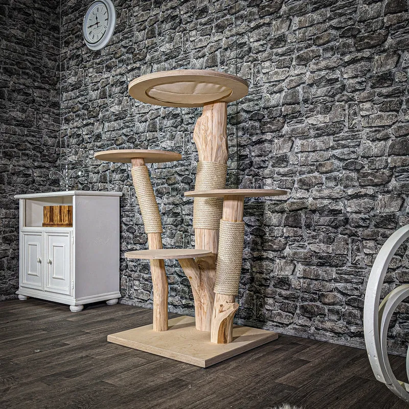 Naturkratzbaum 122 cm hoch Kratzbaum Natur Holz Design 2888 Katzenbaum