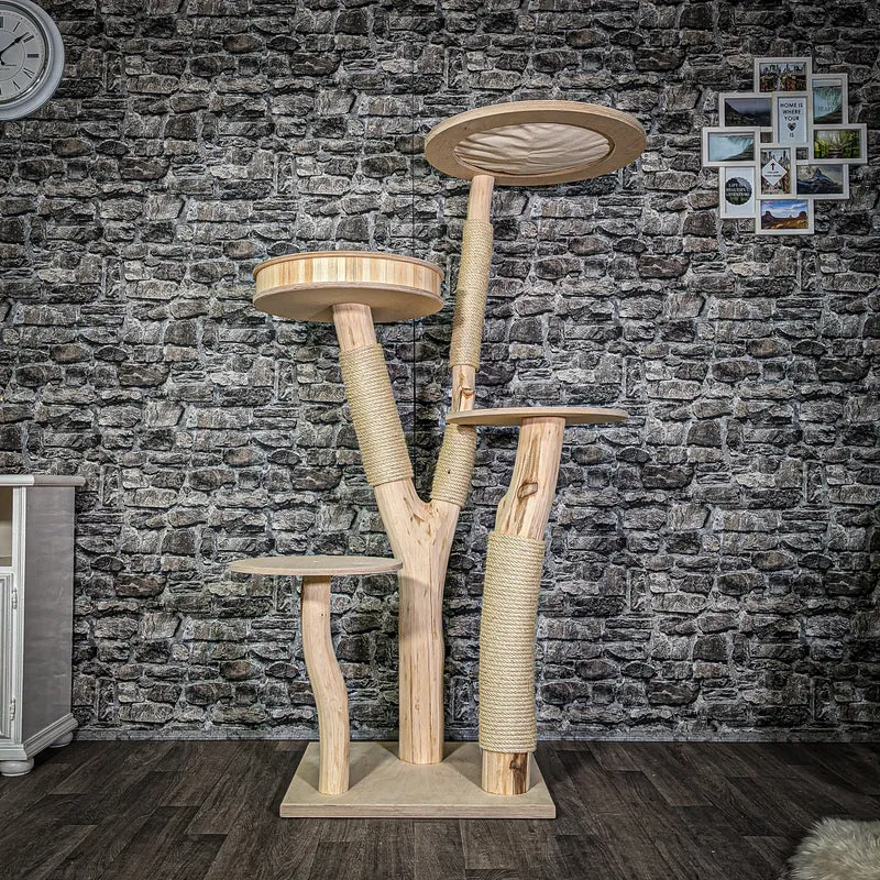 Naturkratzbaum 166 cm hoch Kratzbaum Natur Holz Design 2884 Katzenbaum