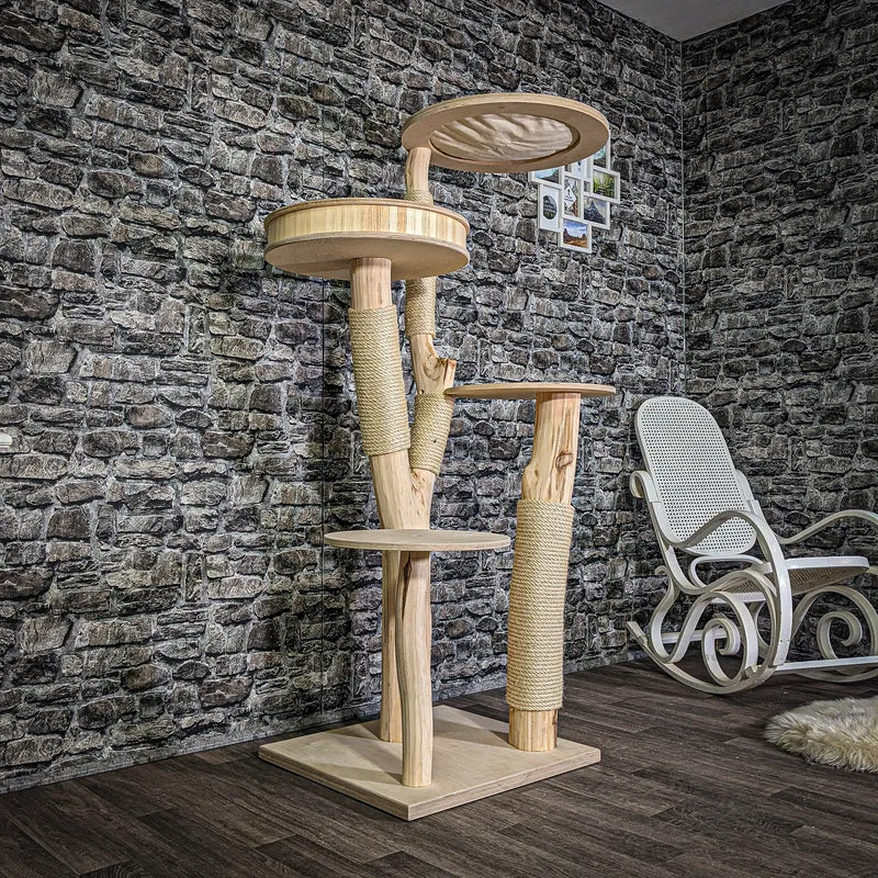 Naturkratzbaum 166 cm hoch Kratzbaum Natur Holz Design 2884 Katzenbaum