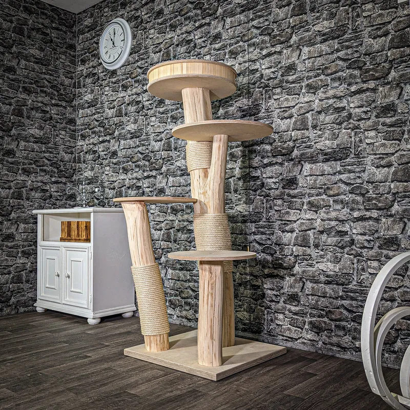 Naturkratzbaum 2883 Kratzbaum Natur Holz Design 155 cm hoch Katzenbaum