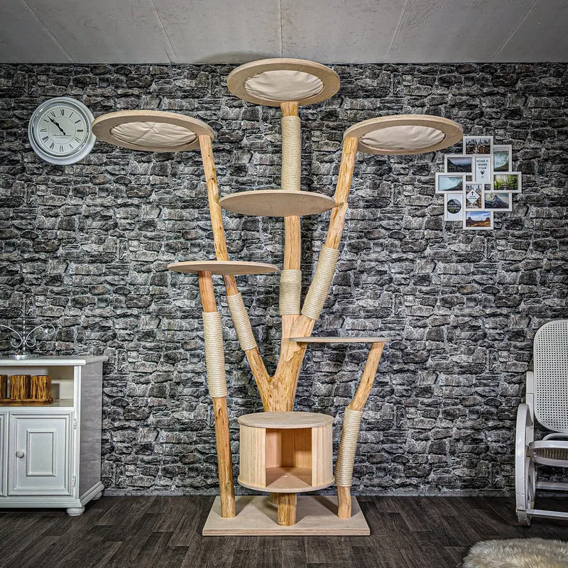 Naturkratzbaum 220 cm hoch Kratzbaum Natur Holz Design 2882 Katzenbaum