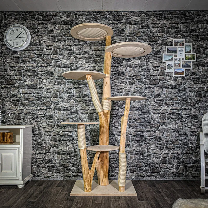 Naturkratzbaum 205 cm hoch Kratzbaum Natur Holz Design 2876 Katzenbaum