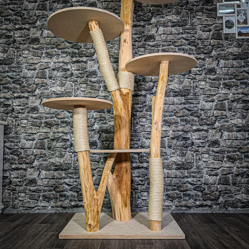 Naturkratzbaum 205 cm hoch Kratzbaum Natur Holz Design 2876 Katzenbaum