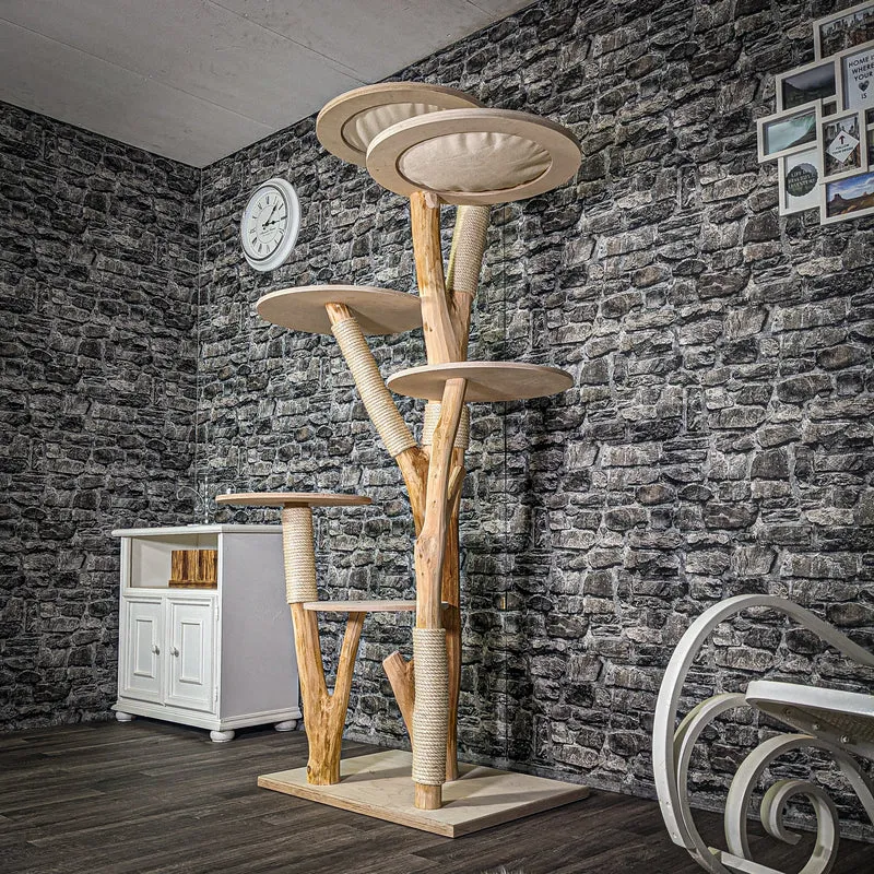 Naturkratzbaum 205 cm hoch Kratzbaum Natur Holz Design 2876 Katzenbaum