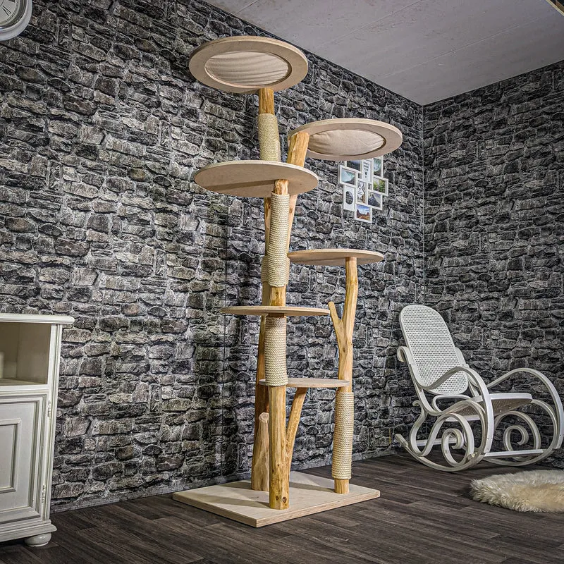 Naturkratzbaum 205 cm hoch Kratzbaum Natur Holz Design 2876 Katzenbaum