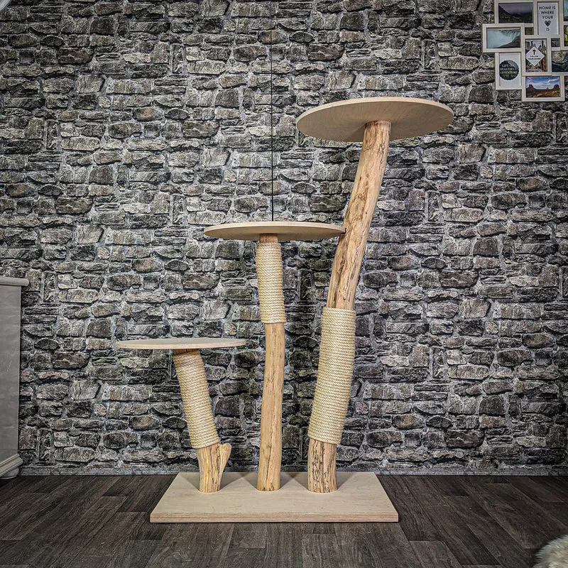 Naturkratzbaum 133 cm hoch Kratzbaum Natur Holz Design 2832 Katzenbaum
