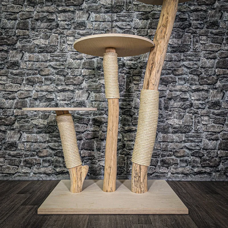 Naturkratzbaum 133 cm hoch Kratzbaum Natur Holz Design 2832 Katzenbaum