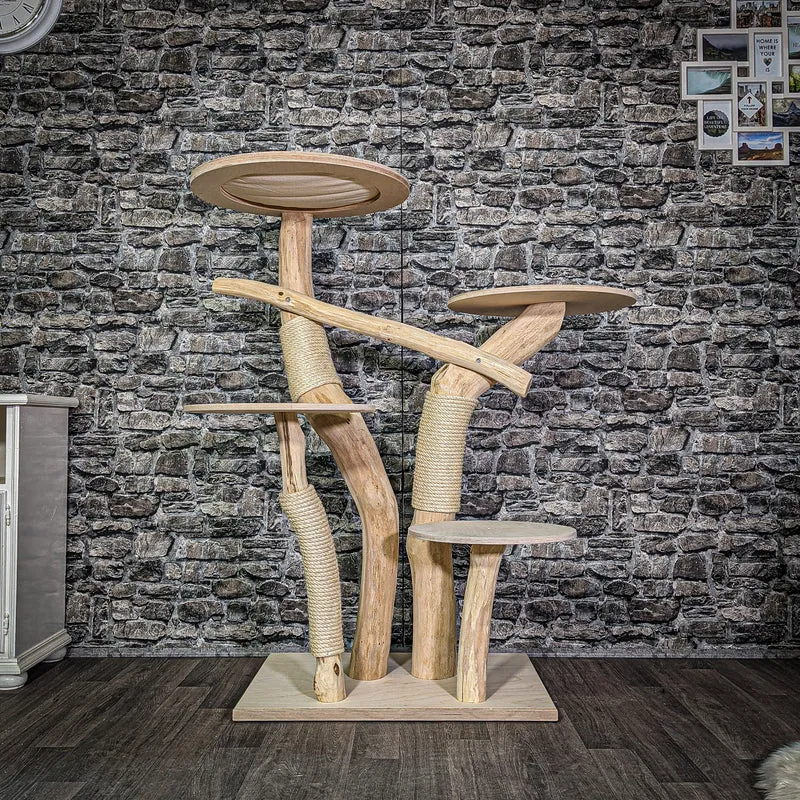 Naturkratzbaum 134 cm hoch Kratzbaum Natur Holz Design 2835 Katzenbaum