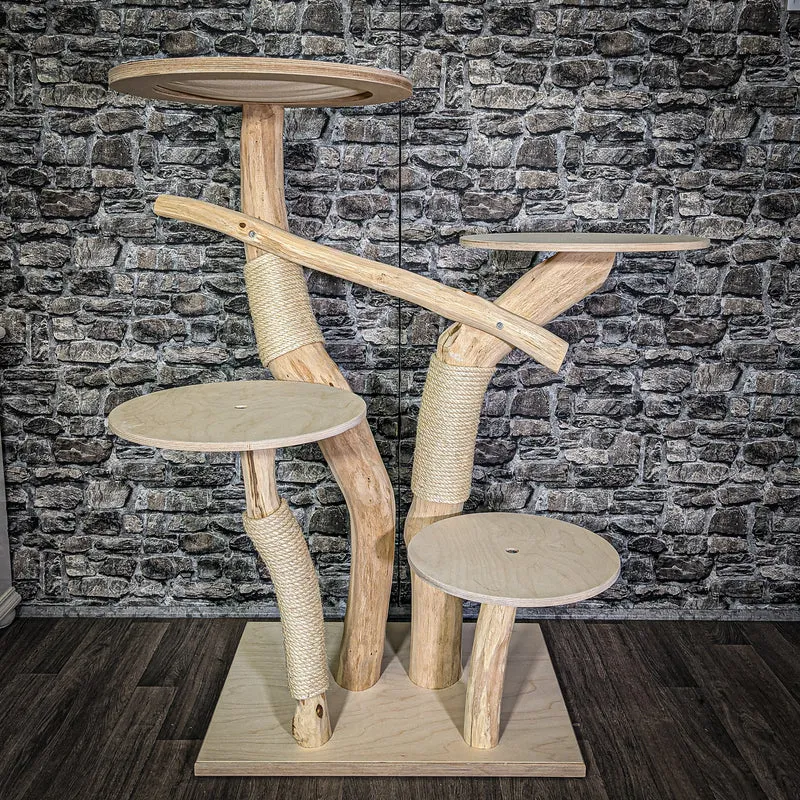 Naturkratzbaum 134 cm hoch Kratzbaum Natur Holz Design 2835 Katzenbaum