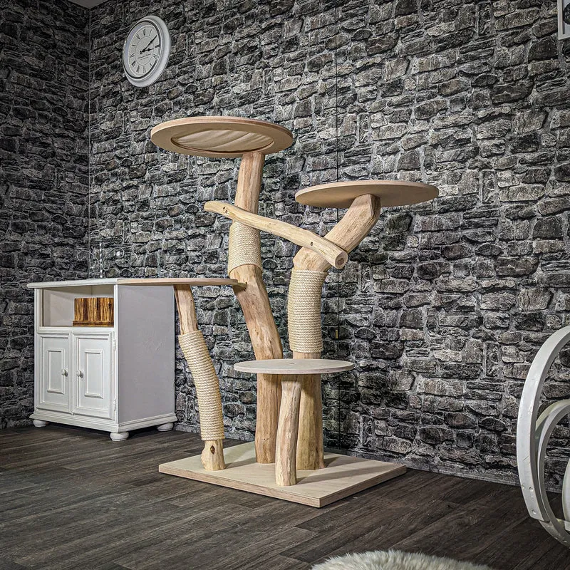 Naturkratzbaum 134 cm hoch Kratzbaum Natur Holz Design 2835 Katzenbaum