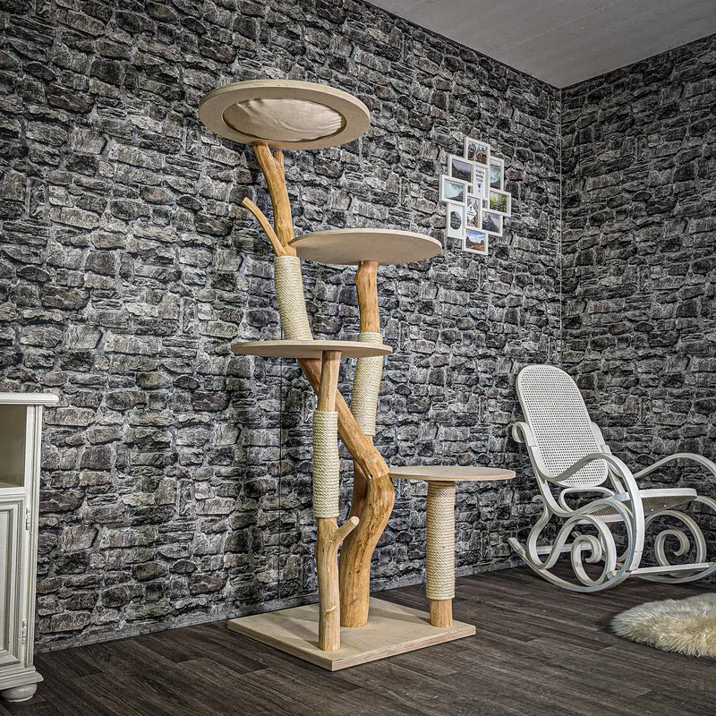 Naturkratzbaum 173 cm hoch Kratzbaum Natur Holz Design 2836 Katzenbaum