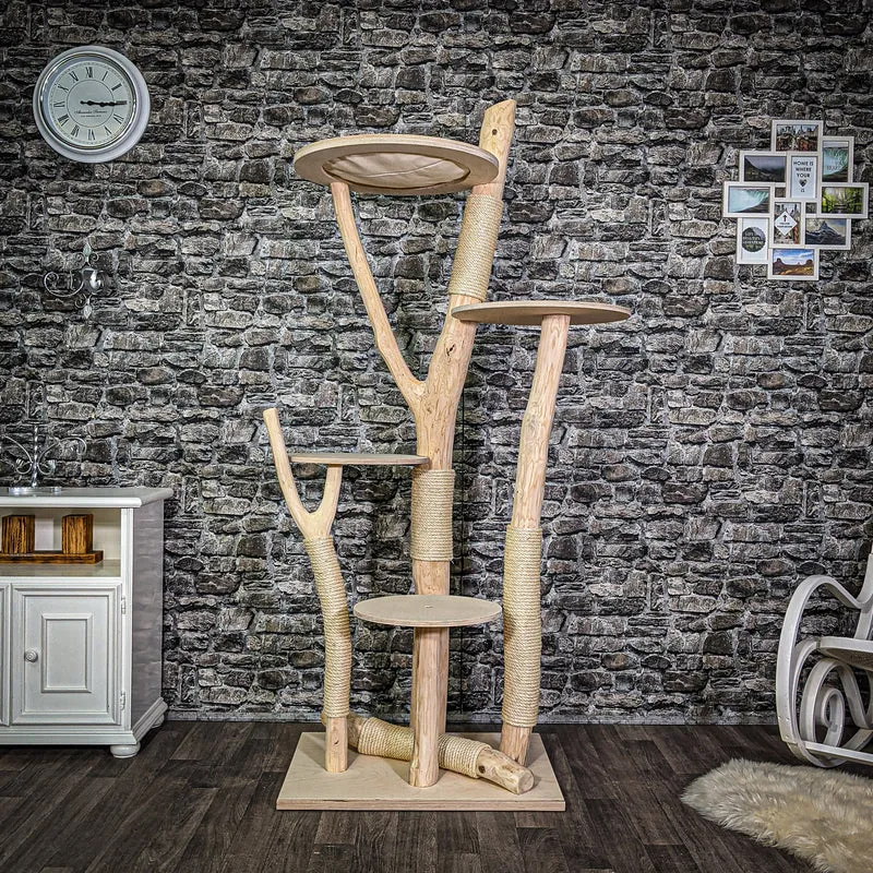 Naturkratzbaum 200 cm hoch Kratzbaum Natur Holz Design 2643 Katzenbaum