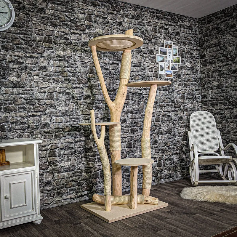 Naturkratzbaum 200 cm hoch Kratzbaum Natur Holz Design 2643 Katzenbaum