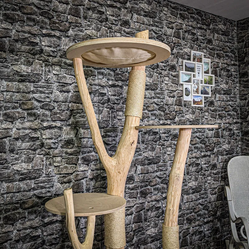 Naturkratzbaum 200 cm hoch Kratzbaum Natur Holz Design 2643 Katzenbaum