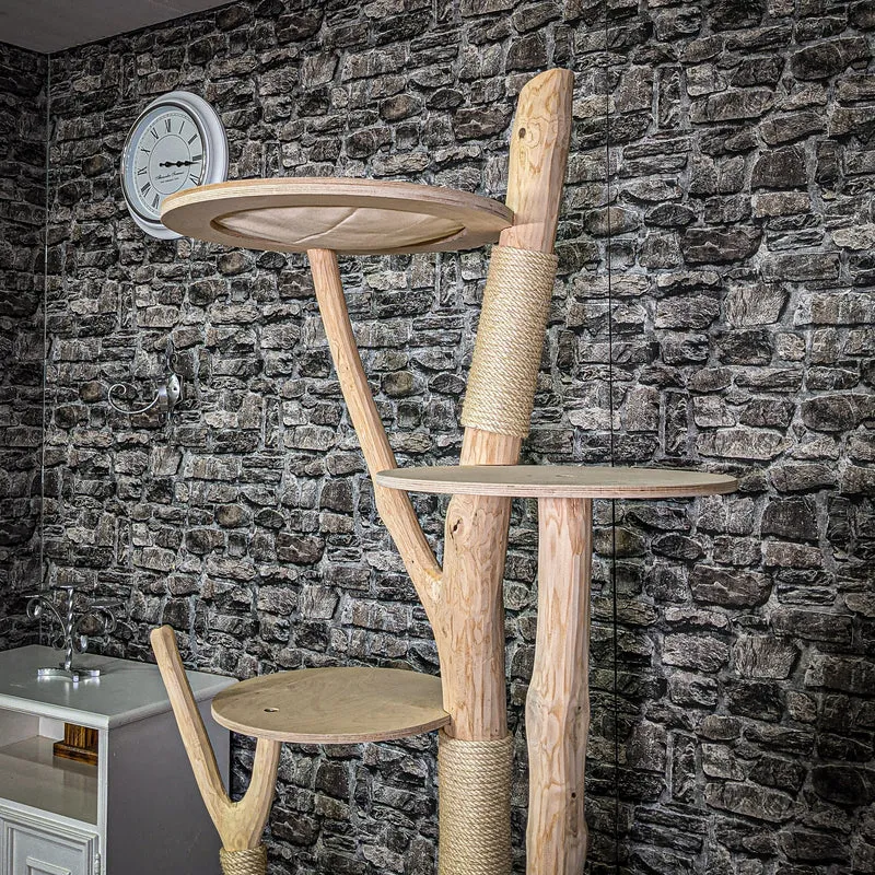 Naturkratzbaum 200 cm hoch Kratzbaum Natur Holz Design 2643 Katzenbaum