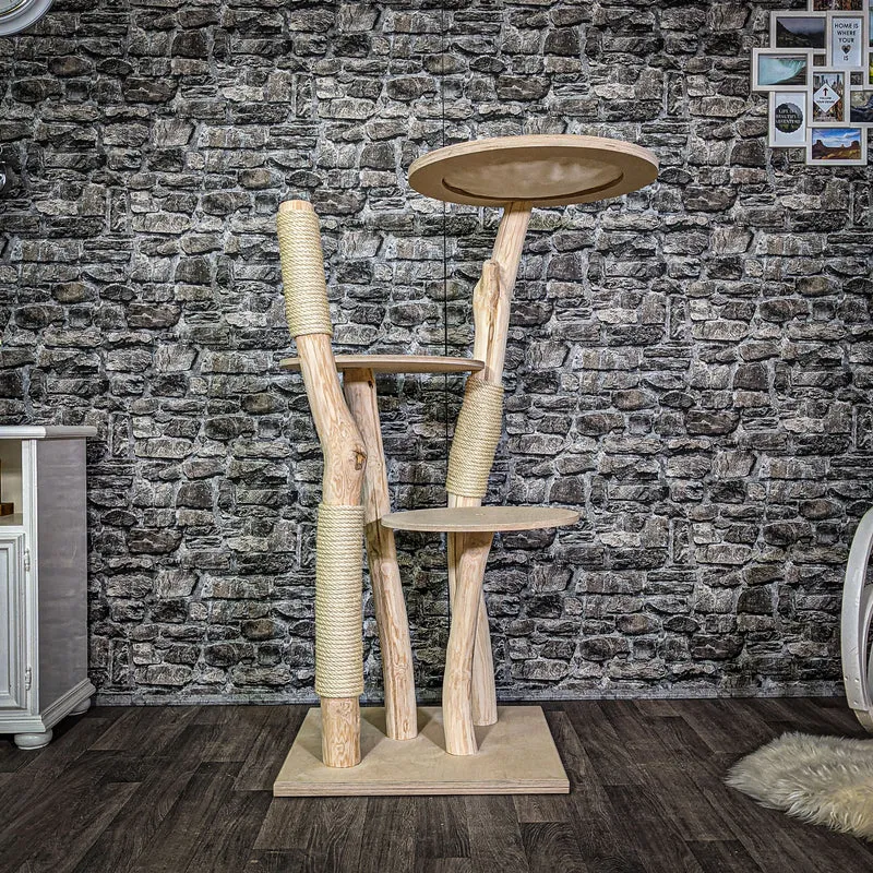 Naturkratzbaum 137 cm hoch Kratzbaum Natur Holz Design 2641 Katzenbaum