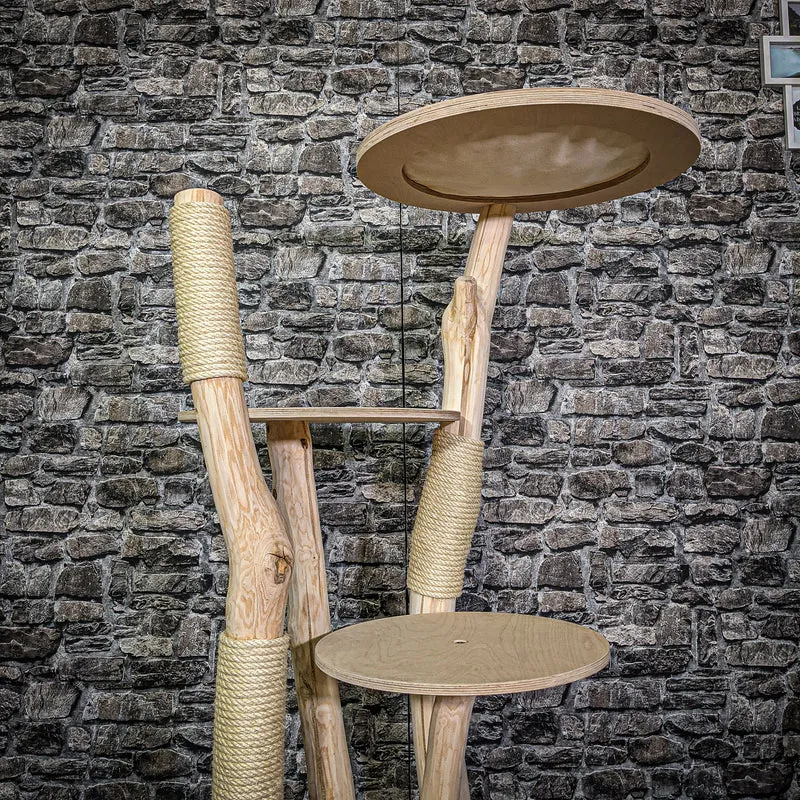 Naturkratzbaum 137 cm hoch Kratzbaum Natur Holz Design 2641 Katzenbaum