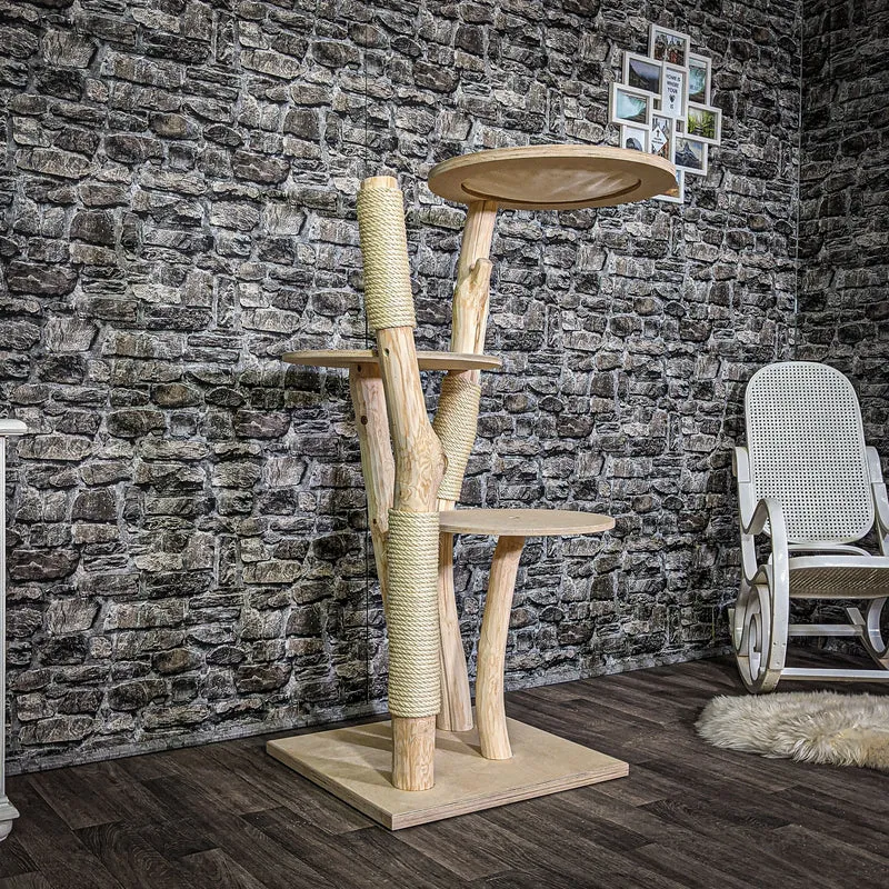Naturkratzbaum 137 cm hoch Kratzbaum Natur Holz Design 2641 Katzenbaum