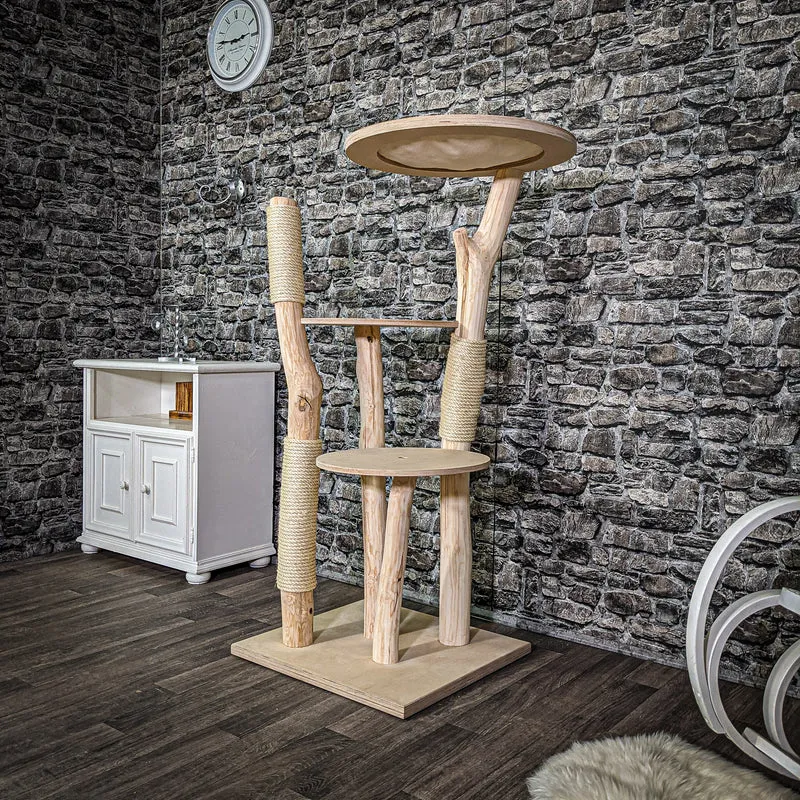 Naturkratzbaum 137 cm hoch Kratzbaum Natur Holz Design 2641 Katzenbaum