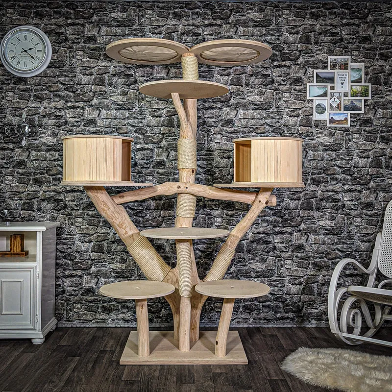 Naturkratzbaum 200 cm hoch Kratzbaum Natur Holz Design 2639 Katzenbaum