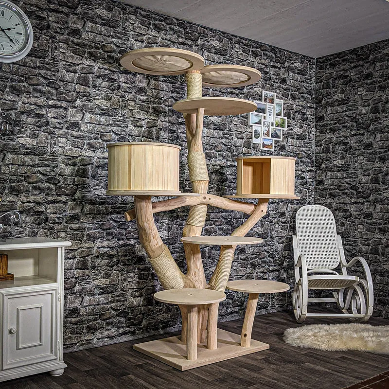Naturkratzbaum 200 cm hoch Kratzbaum Natur Holz Design 2639 Katzenbaum
