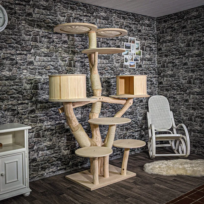 Naturkratzbaum 200 cm hoch Kratzbaum Natur Holz Design 2639 Katzenbaum