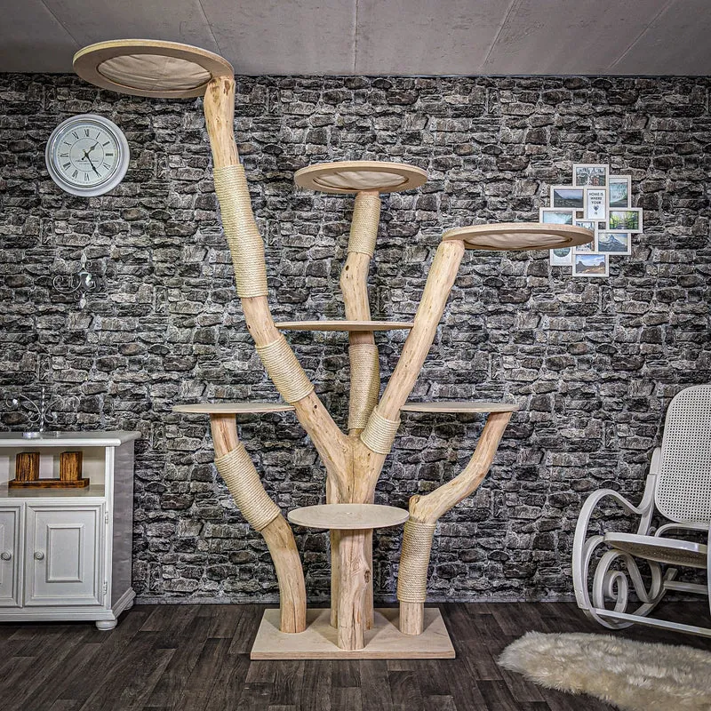 Naturkratzbaum 220 cm hoch Kratzbaum Natur Holz Design 2638 Katzenbaum