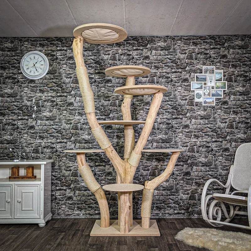 Naturkratzbaum 220 cm hoch Kratzbaum Natur Holz Design 2638 Katzenbaum