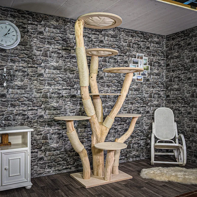 Naturkratzbaum 220 cm hoch Kratzbaum Natur Holz Design 2638 Katzenbaum
