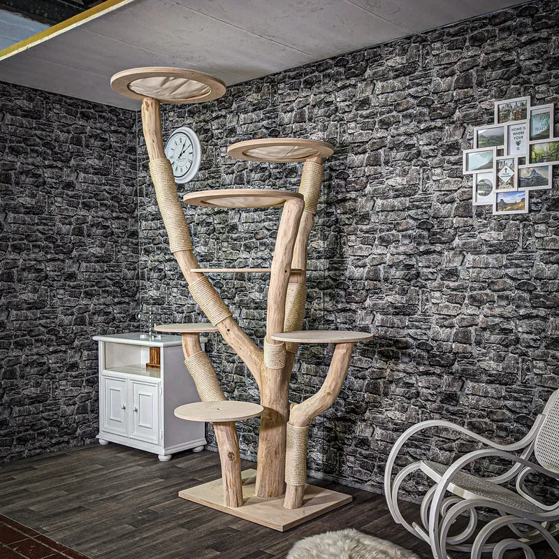 Naturkratzbaum 220 cm hoch Kratzbaum Natur Holz Design 2638 Katzenbaum