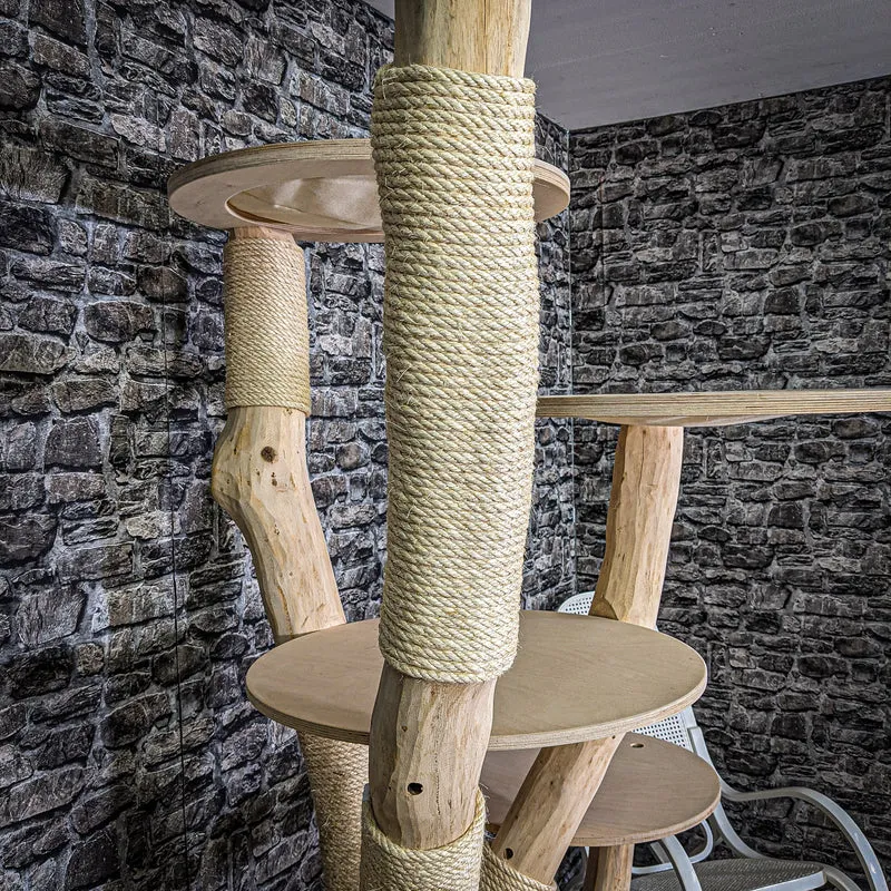 Naturkratzbaum 220 cm hoch Kratzbaum Natur Holz Design 2638 Katzenbaum