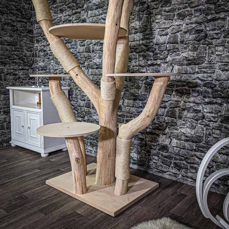 Naturkratzbaum 220 cm hoch Kratzbaum Natur Holz Design 2638 Katzenbaum