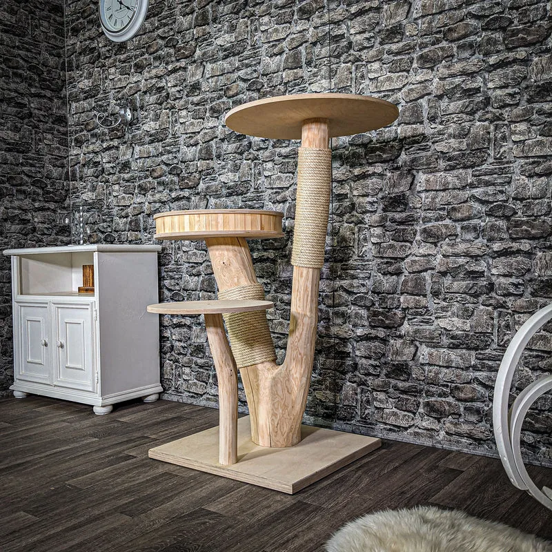 Naturkratzbaum 117 cm hoch Kratzbaum Natur Holz Design 2636 Katzenbaum