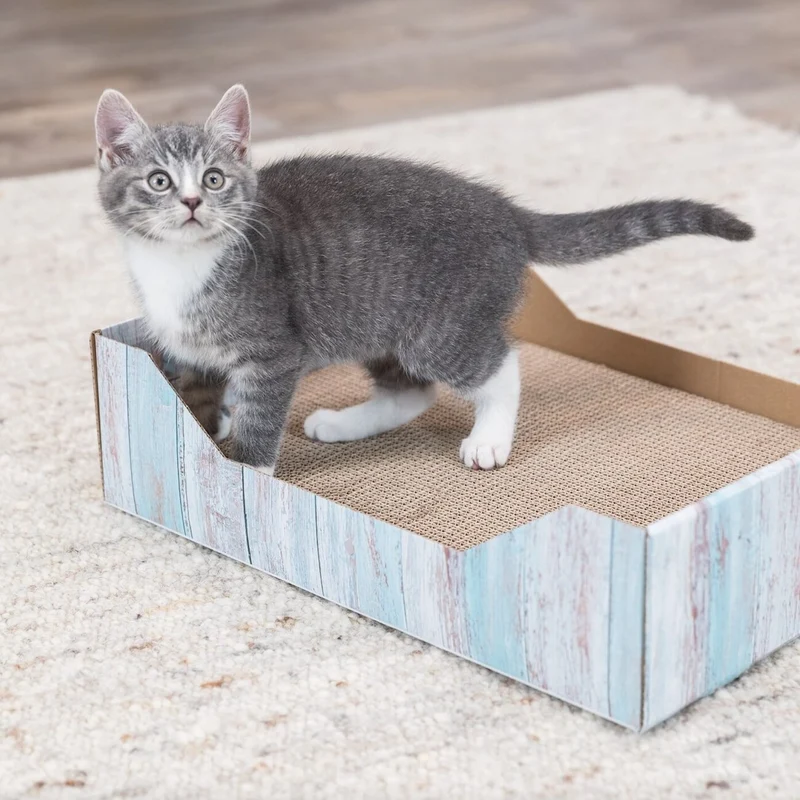 Katzen Kratzbett in bunter Holzoptik