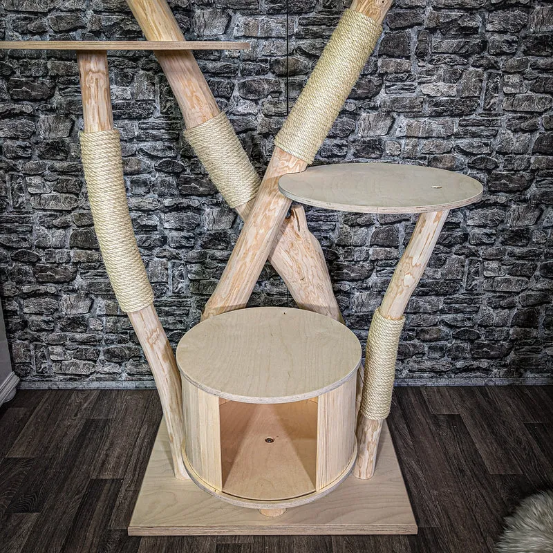 Naturkratzbaum 186 cm hoch Kratzbaum Natur Holz Design 2634 Katzenbaum