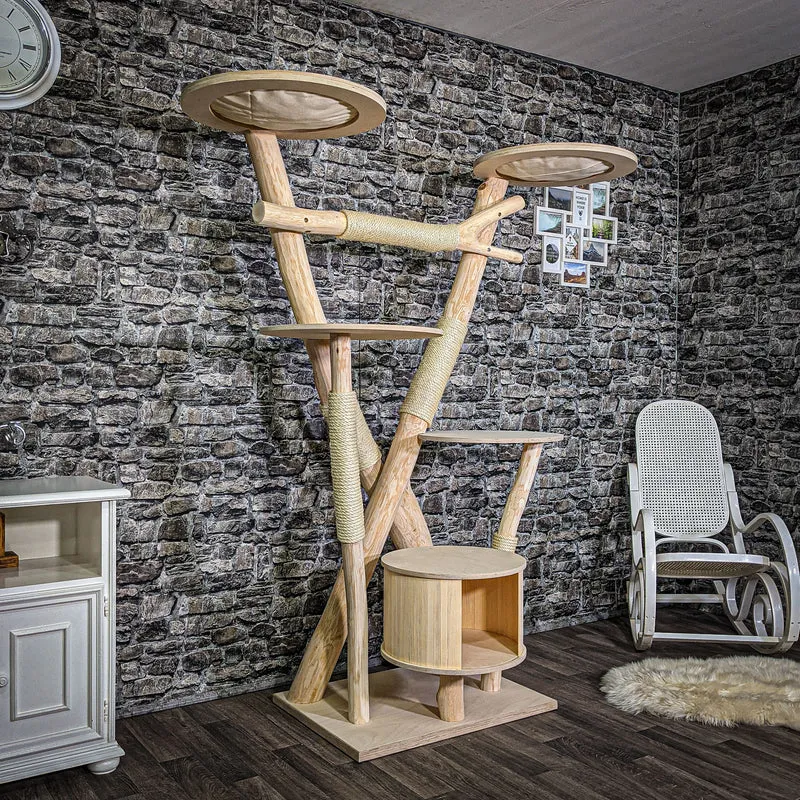 Naturkratzbaum 186 cm hoch Kratzbaum Natur Holz Design 2634 Katzenbaum