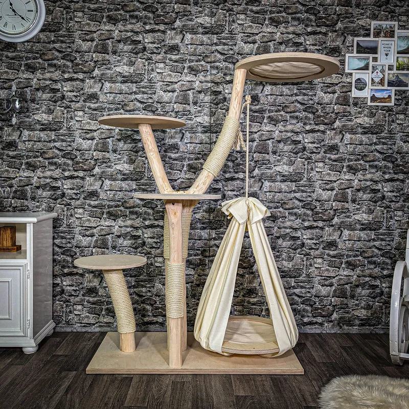 Naturkratzbaum 165 cm hoch Kratzbaum Natur Holz Design 2633 Katzenbaum