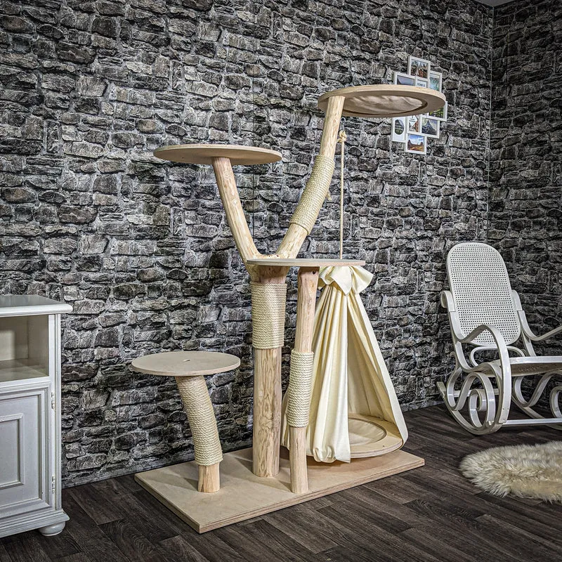 Naturkratzbaum 165 cm hoch Kratzbaum Natur Holz Design 2633 Katzenbaum