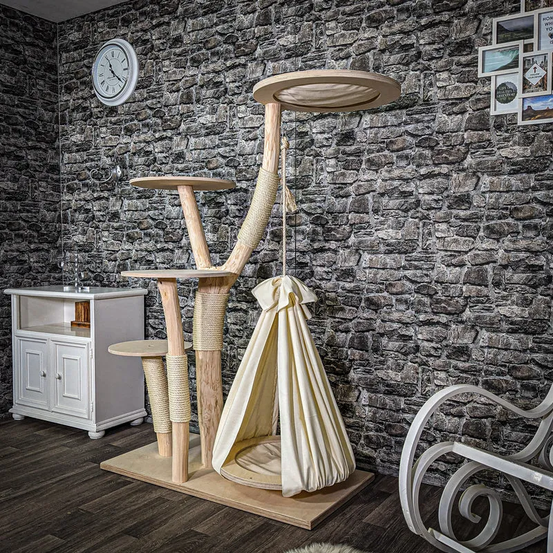 Naturkratzbaum 165 cm hoch Kratzbaum Natur Holz Design 2633 Katzenbaum