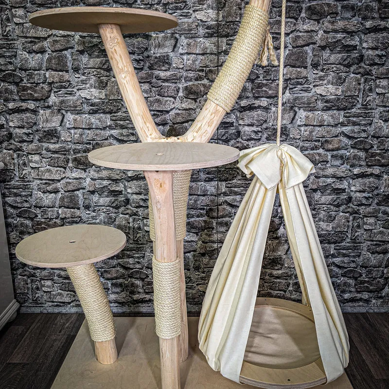 Naturkratzbaum 165 cm hoch Kratzbaum Natur Holz Design 2633 Katzenbaum