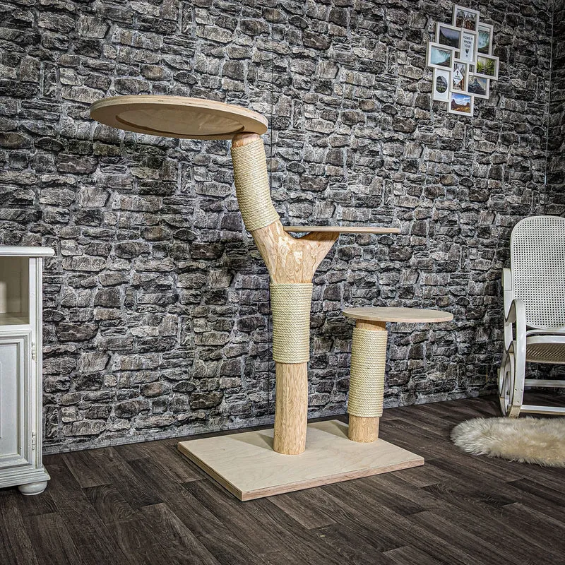 Naturkratzbaum 122 cm hoch Kratzbaum Natur Holz Design 2632 Katzenbaum