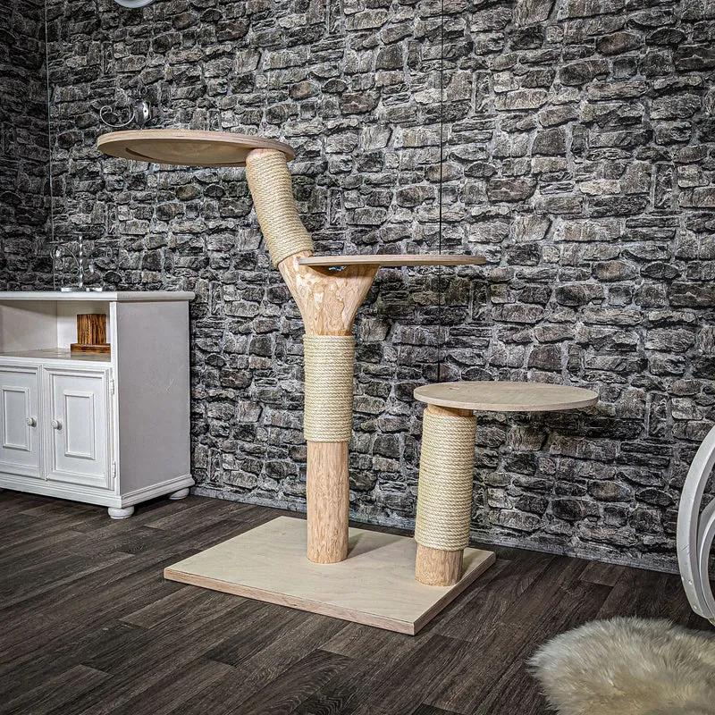 Naturkratzbaum 122 cm hoch Kratzbaum Natur Holz Design 2632 Katzenbaum