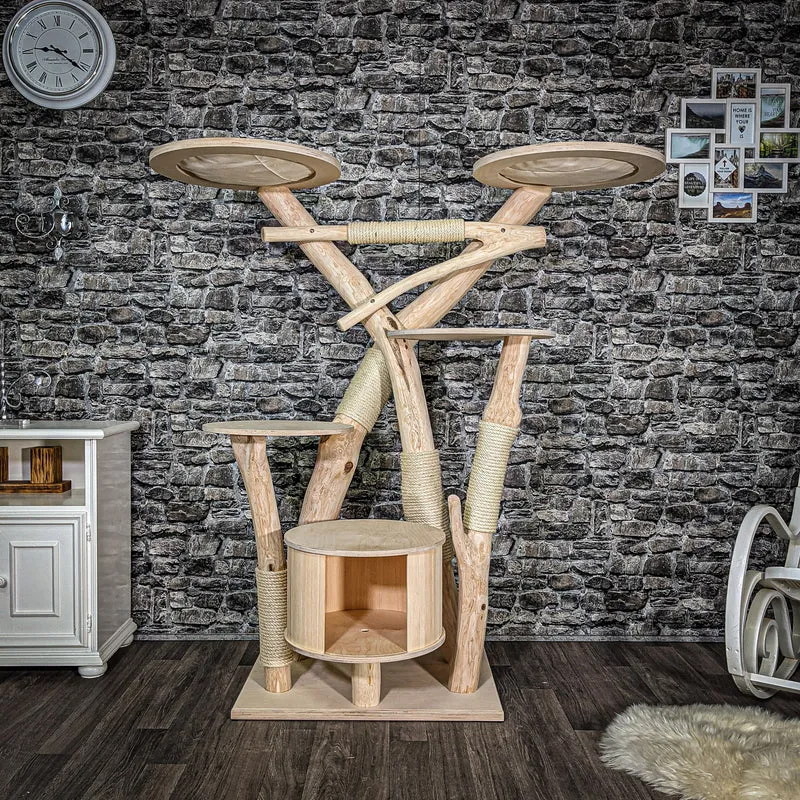 Naturkratzbaum 162 cm hoch Kratzbaum Natur Holz Design 2630 Katzenbaum