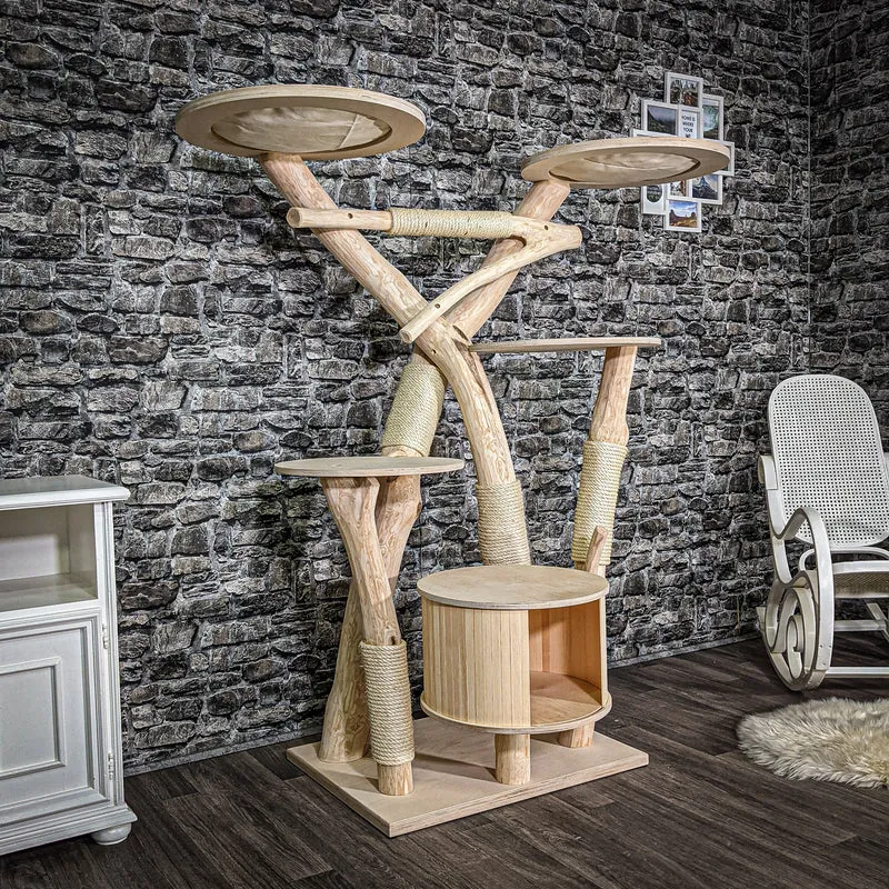 Naturkratzbaum 162 cm hoch Kratzbaum Natur Holz Design 2630 Katzenbaum
