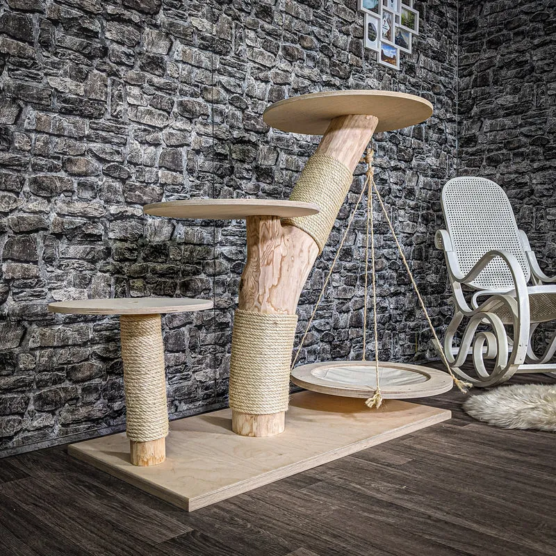 Naturkratzbaum 106 cm hoch Kratzbaum Natur Holz Design 2628 Katzenbaum