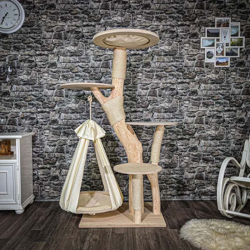 Naturkratzbaum 165 cm hoch Kratzbaum Natur Holz Design 2624 Katzenbaum