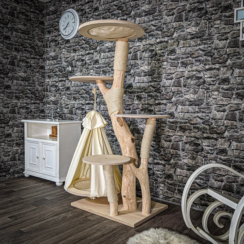 Naturkratzbaum 165 cm hoch Kratzbaum Natur Holz Design 2624 Katzenbaum