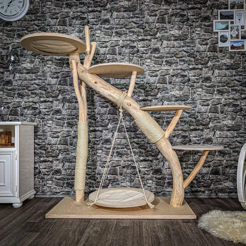 Naturkratzbaum 148 cm hoch Kratzbaum Natur Holz Design 2622 Katzenbaum