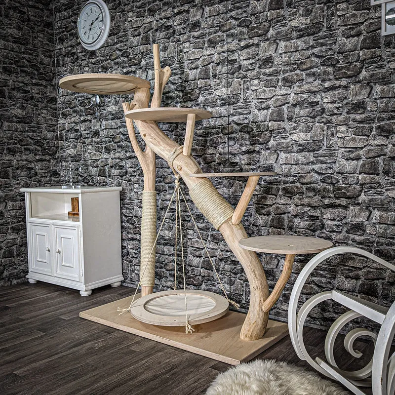 Naturkratzbaum 148 cm hoch Kratzbaum Natur Holz Design 2622 Katzenbaum